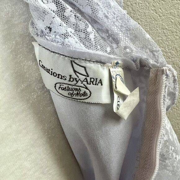 Vintage 70s Long Light Purple Lilac Ruffled Lace Maxi Dress Creations by Aria - Picture 13 of 16